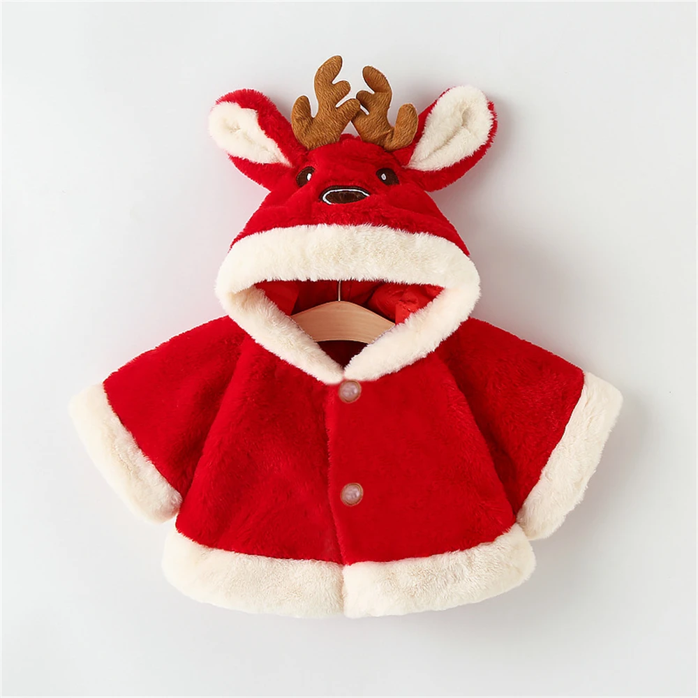 

Autumn Winter Toddler Baby Girl Outerwear Elk Christmas Winter Coat Hooded Long Sleeves Fashion Cute Children Girl Clothes