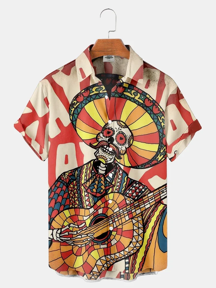 Skull Pattern 3D Printed Men's Shirt Man/Women Casual Fashion Short Sleeves Shirts Hawaiian Streetwear Oversized Unisex Clothing