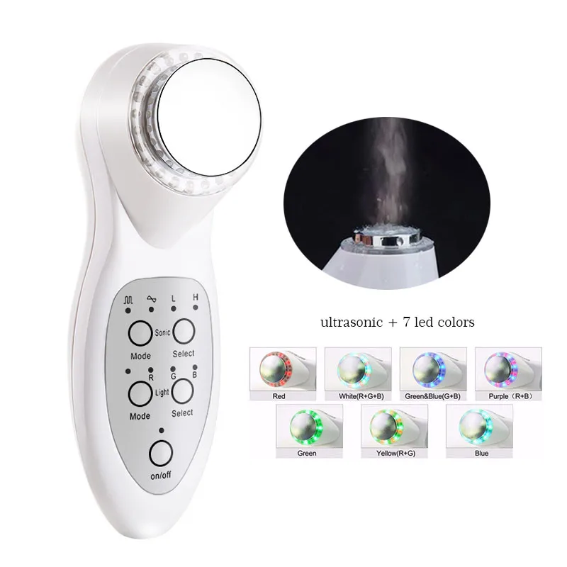 7 Color Led Facial Photon Light Therapy Ultrasonic Face Skin Lift Anti Aging Wrinkle Removal Ultrasound Facial Massager Machine