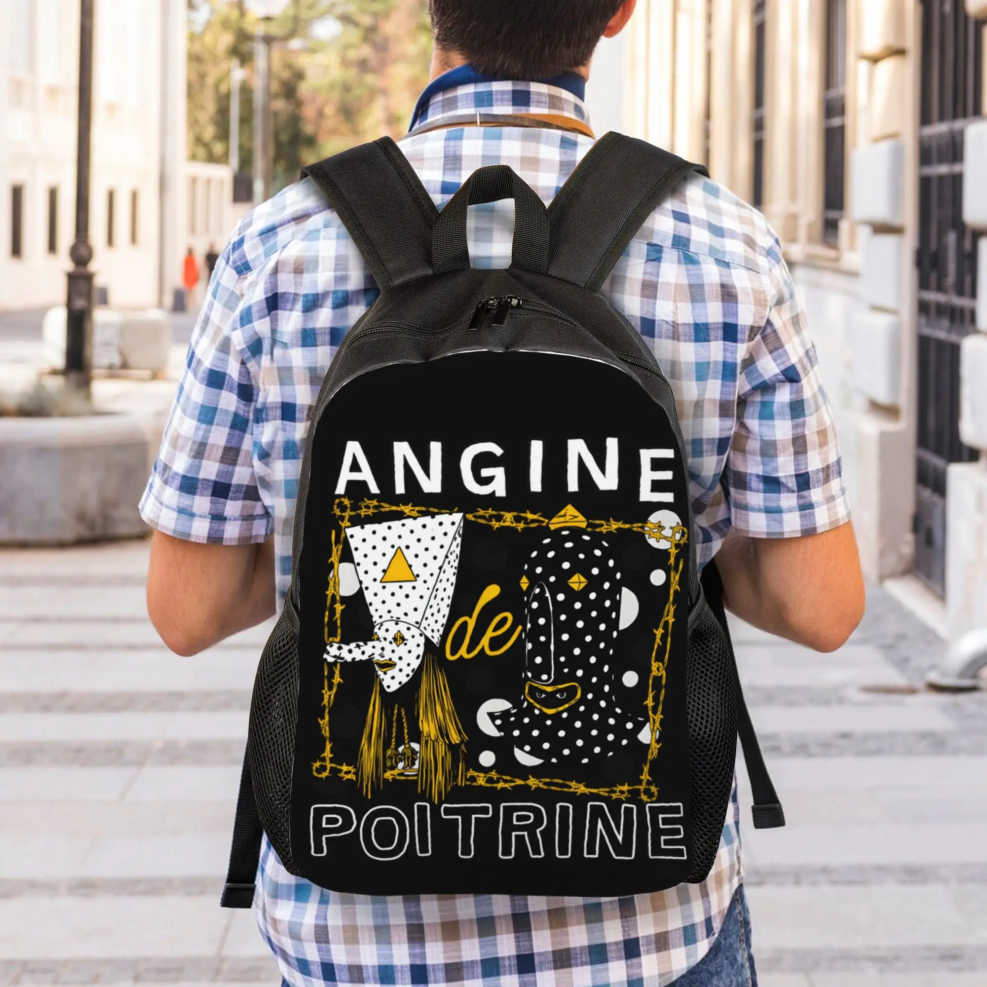 Rock Angine De Poitrine 남성용 여성용 메탈 밴드 백팩 패션 학생 하이킹 여행 데이 팟 노트북 숄더백 경량