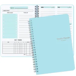 2025 Tree Pattern Spiral Bound Weekly Planner & Schedule Organizer - A5 (Blue)