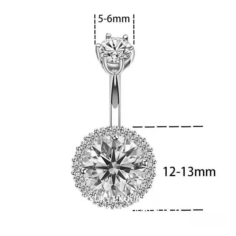 925 Sterling Silver Navel Belly Button Rings for Women moissanite belly button piercing