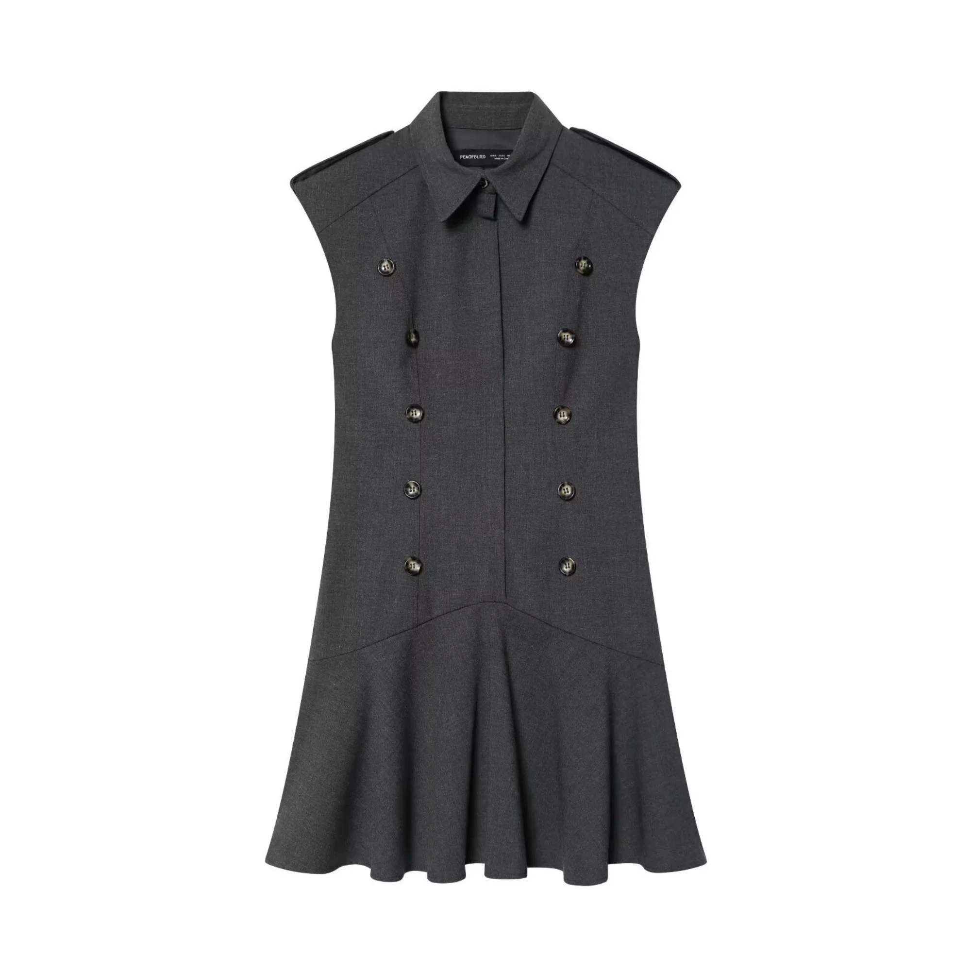 Women's Solid Double-Breasted Slim Short Dress Spring Summer Female Casual Lapel Sleeveless Dress Lady Trendy Elegant Mini Dress