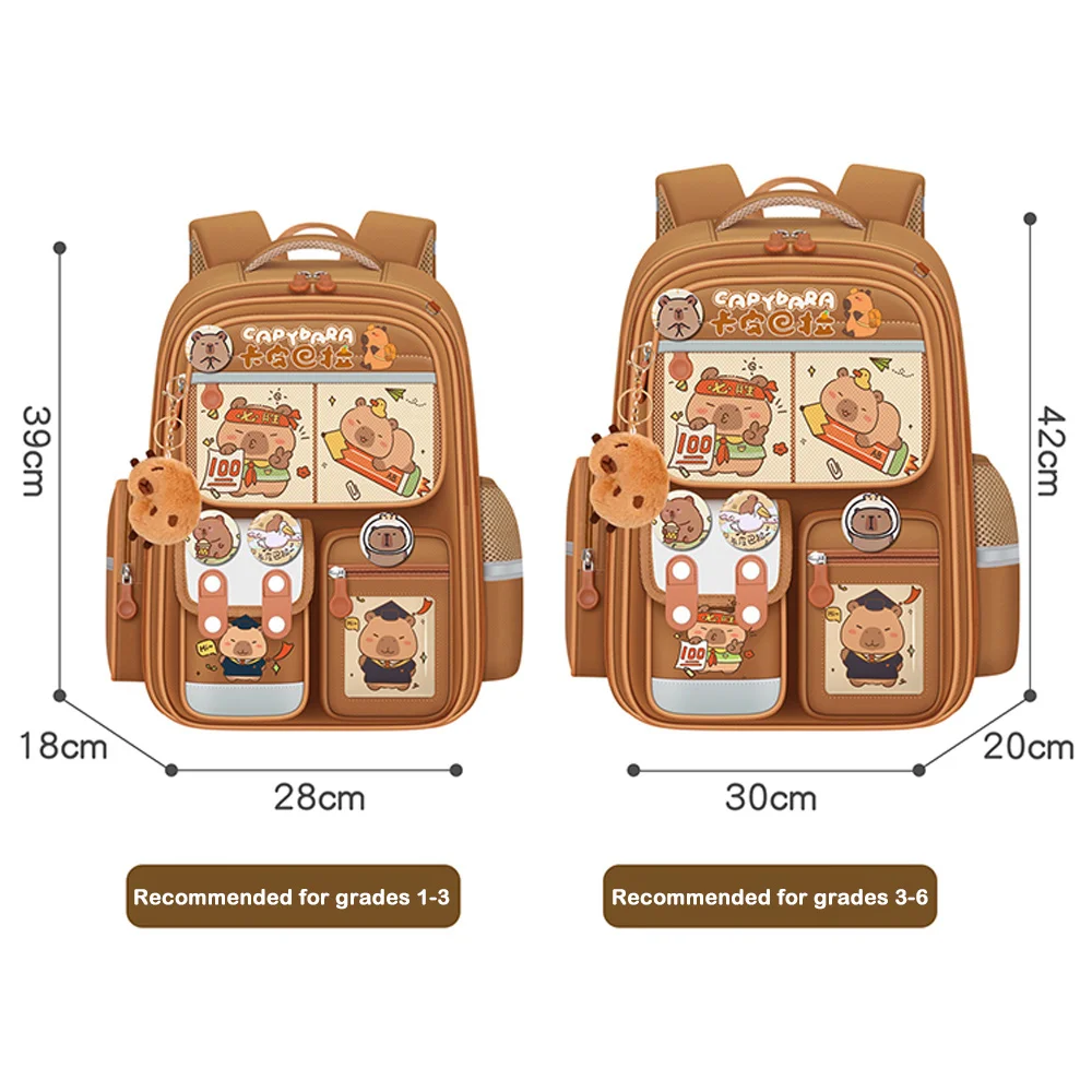 Cartoon Capybara Backpack Large Capacity Light-weight Schoolbag Alleviate Burden Water-Repellent Backpack for Students School 6