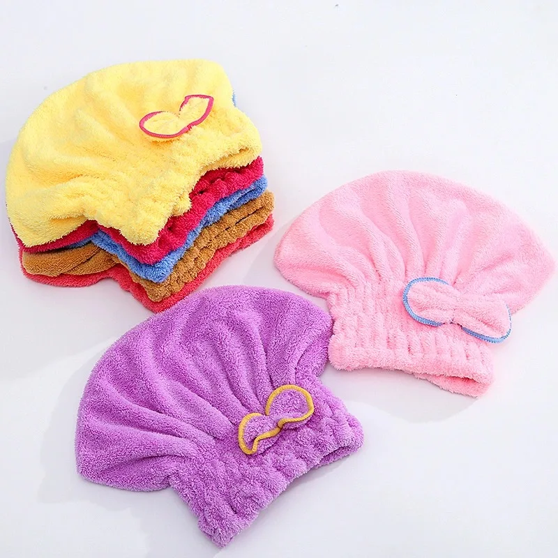 Women Hair Cap Microfibre Quick Hair Drying Bath Spa Bowknot Cap Wrap Towel Hat for Bath Bathroom AccessoriesShower