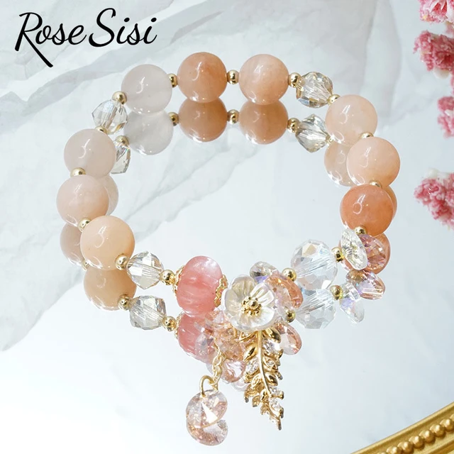 Rose sisi Korea style transfer bead flower charm bracelet for