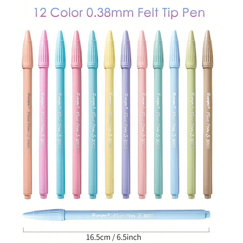 

12pcs/set Morandi Color Felt Tip Pens 0.38 mm Plus Pen for Highlighting Journaling Planner Drawing Coloring Colors Art Marker