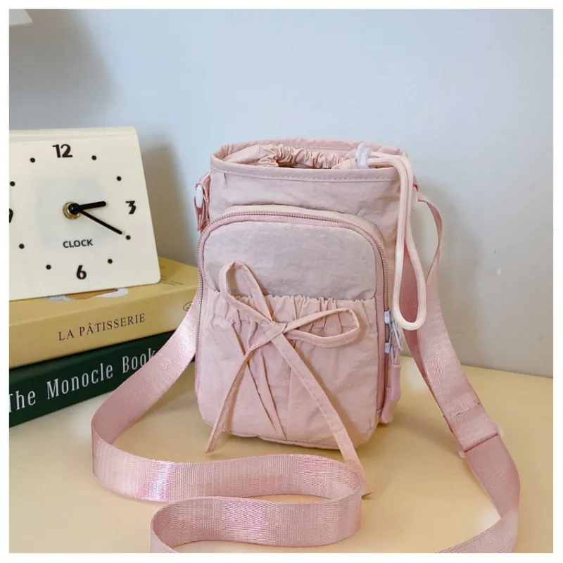 Lightweight Women's Crossbody Bag with Water Bottle Holder and Knot Design for Outdoor Sports and Travel