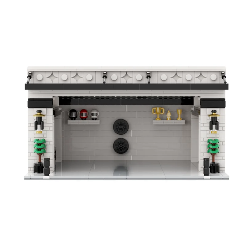 

717PCS MOC Speed Champions Garage Suitable for Two Cars Building Blocks Exhibit Assembly Model Toy Brick Children Birthday Gift