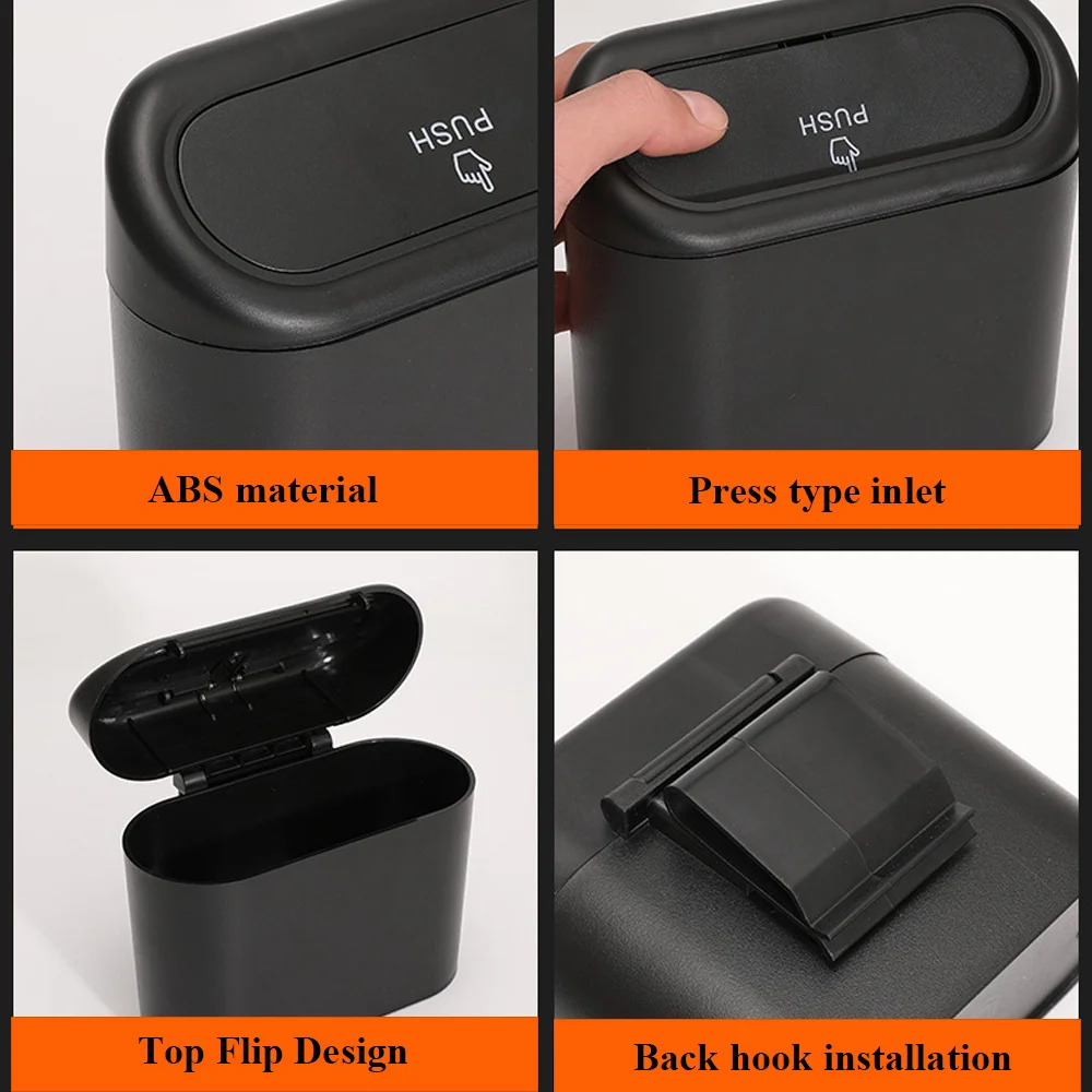 Portable Plastic Car Storage Box Car Trash Can Lid Garbage Waterproof Box Mobile Trash Bin Storage Bucket with Bags