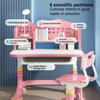 Girls/Boys Adjustable Student Writing Desk Chair Children's Study Desk Student Desk Child Home Writing Table Chair Set 1