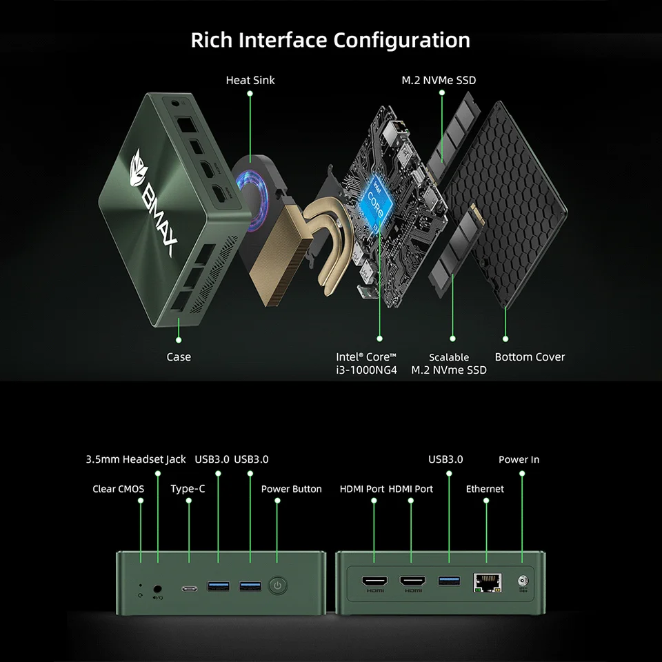 BMAX B6 Plus Mini PC Intel I3-1000NG4 Windows 11 PC 12GB