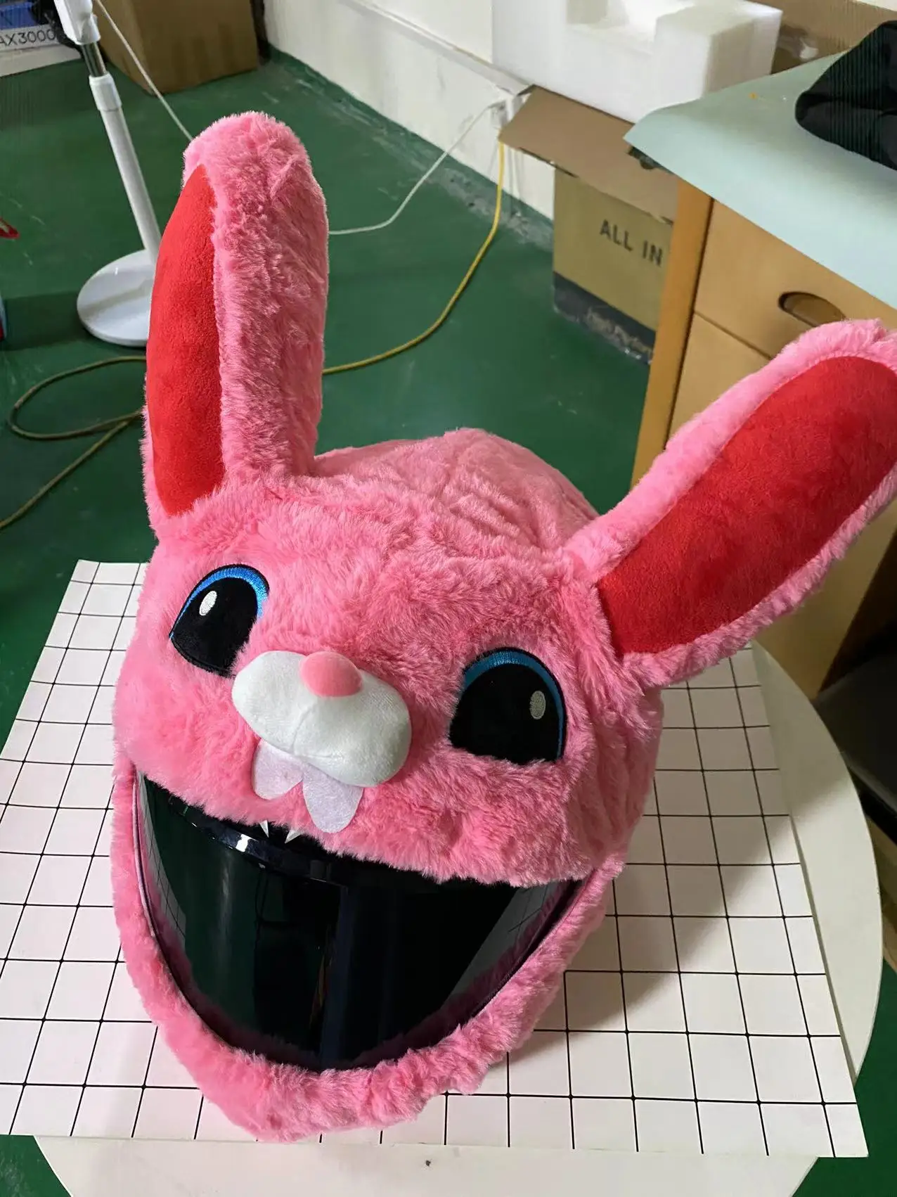 Motorcycle Helmet Cover Cartoon Plush Animal Long Eared Rabbit