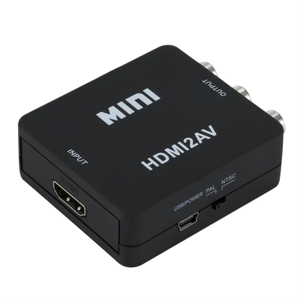 LccKaa HDMI-compatible to AV RCA CVSB L/R Video Converter Box HD 1080P Video HDMI-compatible AV Scaler Adapter Support NTSC PAL