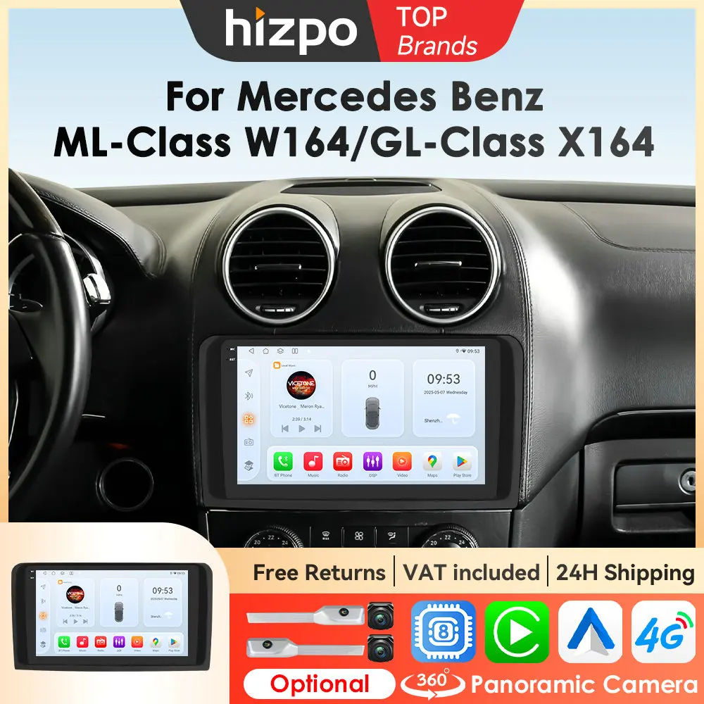 Hizpo Auto Stereo Empfänger Für Mercedes Benz M-Klasse W164 GL-Klasse X164 ML GL Drahtlose CarPlay Android Auto keine 2 din 2din DVD RDS
