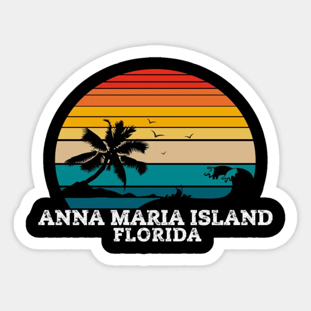 

Anna Maria Island Florida Beaches Sticker for Laptop Decor Bedroom Car Cute Cartoon Art Fashionable Public Suitcase