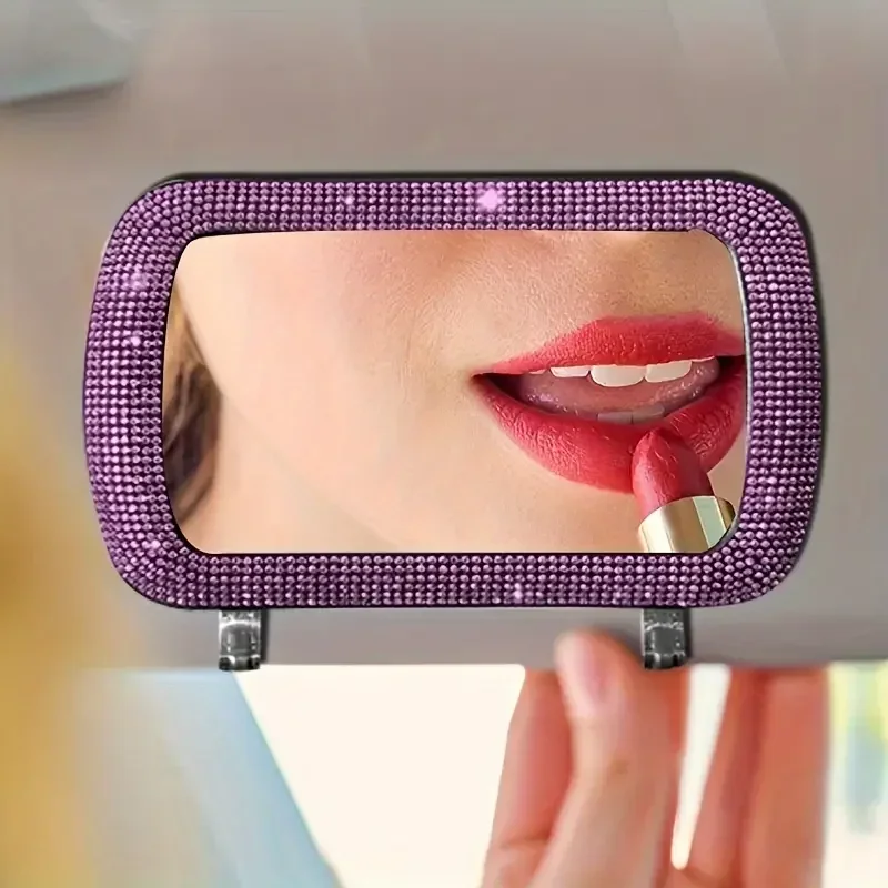 Diamond Crystal Car Visor Decoration Mirror Auto Women Makeup Mirror Sunshade Rear View Cosmetic Bling Car Accessories car sun visor rearview mirror