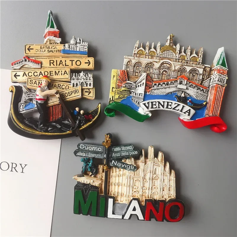 Magnetic Fridge Magnets European Souvenir Milan Venice Stereo Resin