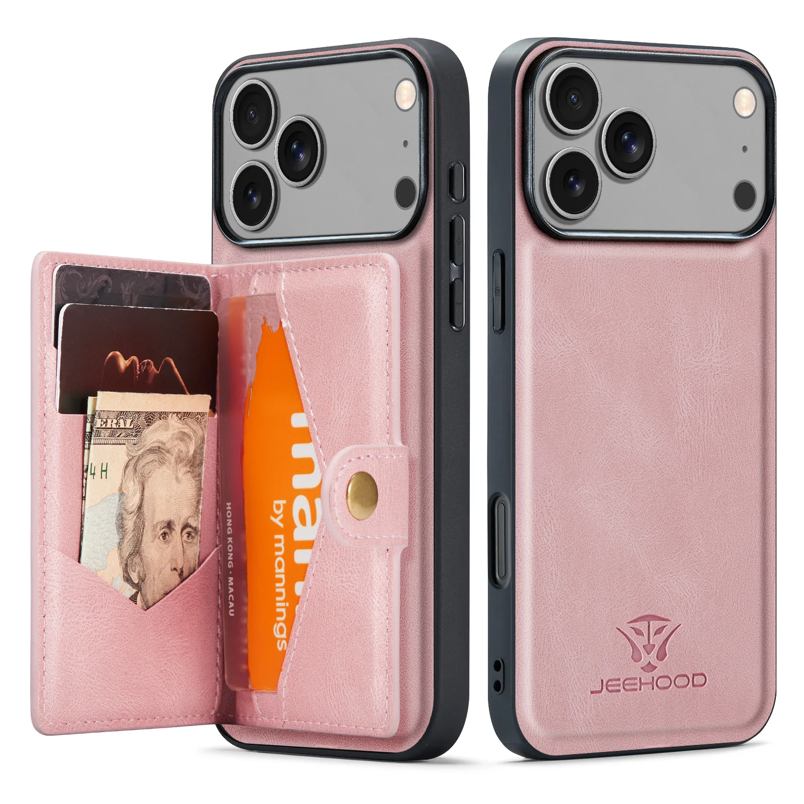 Magnetic Detachable Leather Wallet Case with Card Slot and Phone Holder