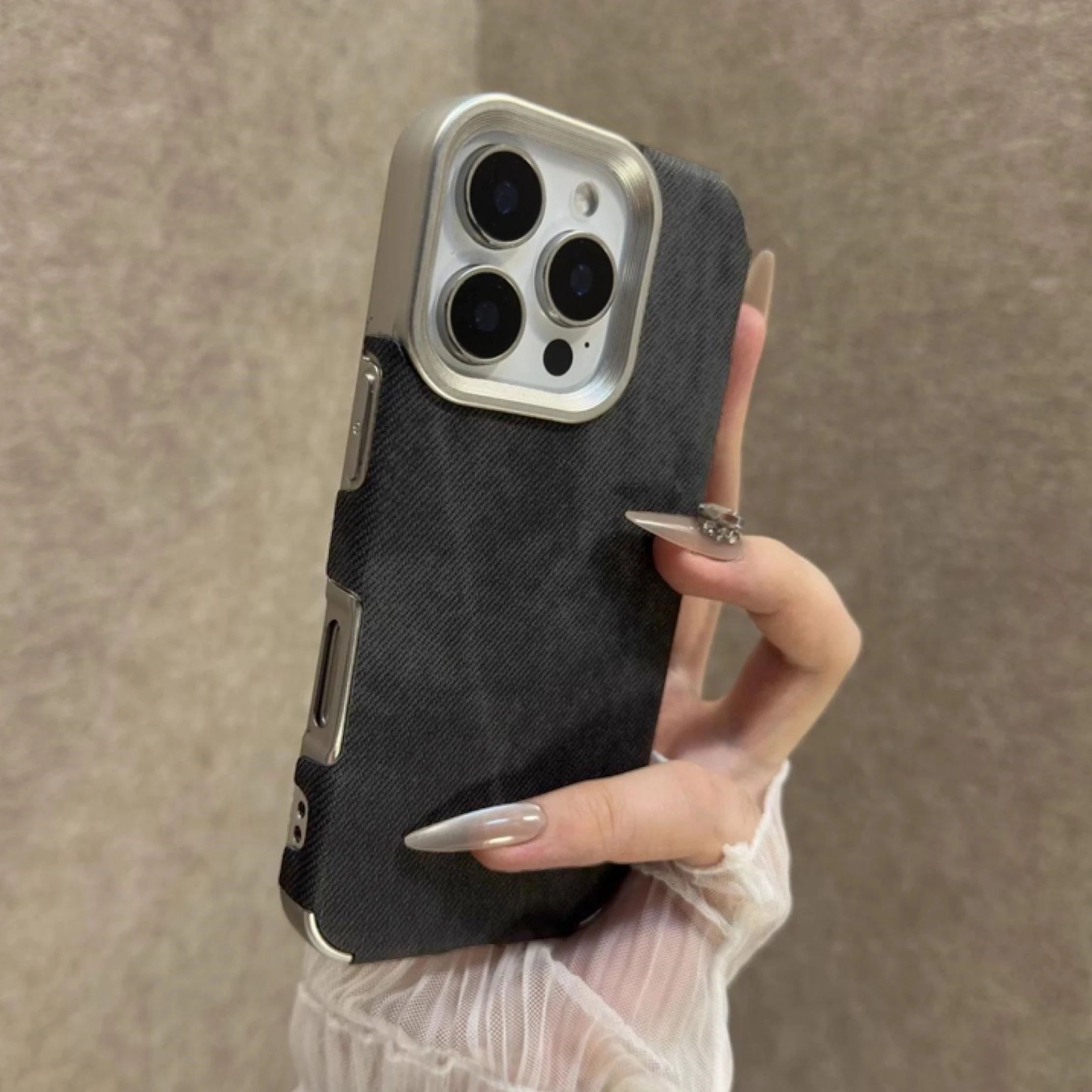 Retro Vintage Cowboy Fabric Phone Case with Luxury Jeans Soft Bumper Armor Cover