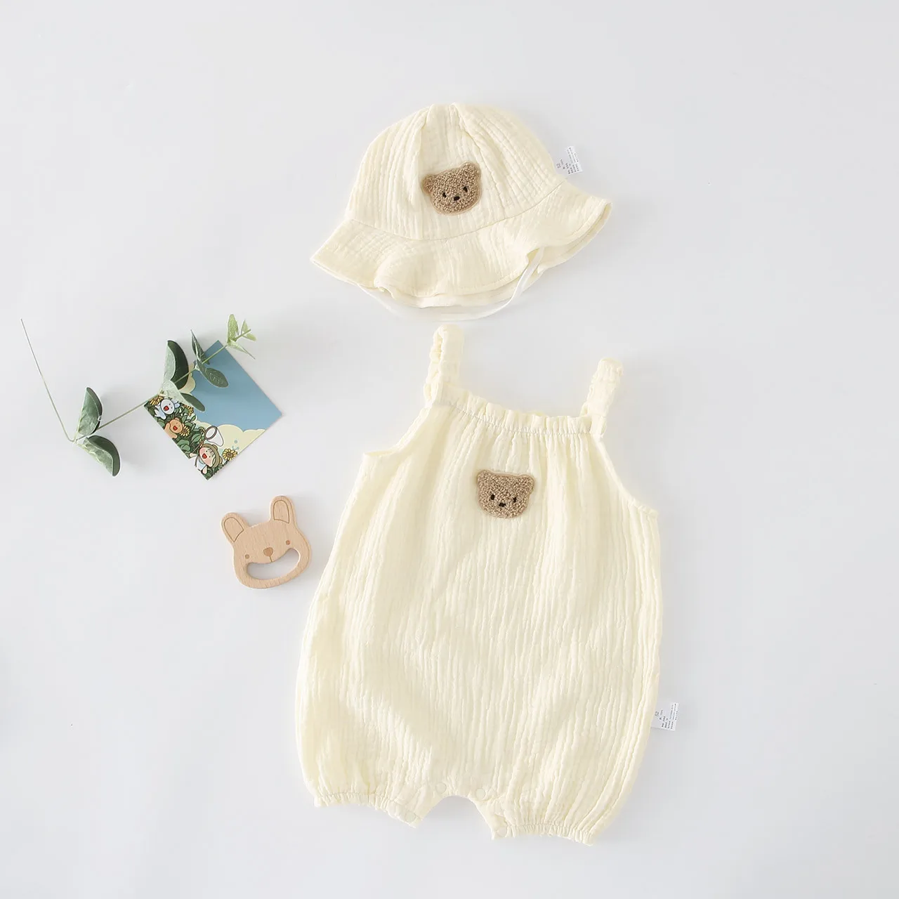 2022 Summer New Baby Sleeveless Bodysuit + Hat Thin Cotton Newborn Infant Cartoon Bear Clothes Baby Boy Jumpsuit Girl Overalls best baby bodysuits