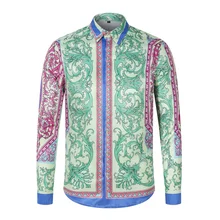 

2022 Spring Mens Clothing Long Sleeve Luxury Printed Palace Hawaiin Summer Male Casual Slim Fit Travel Office Dating Dress Shirt
