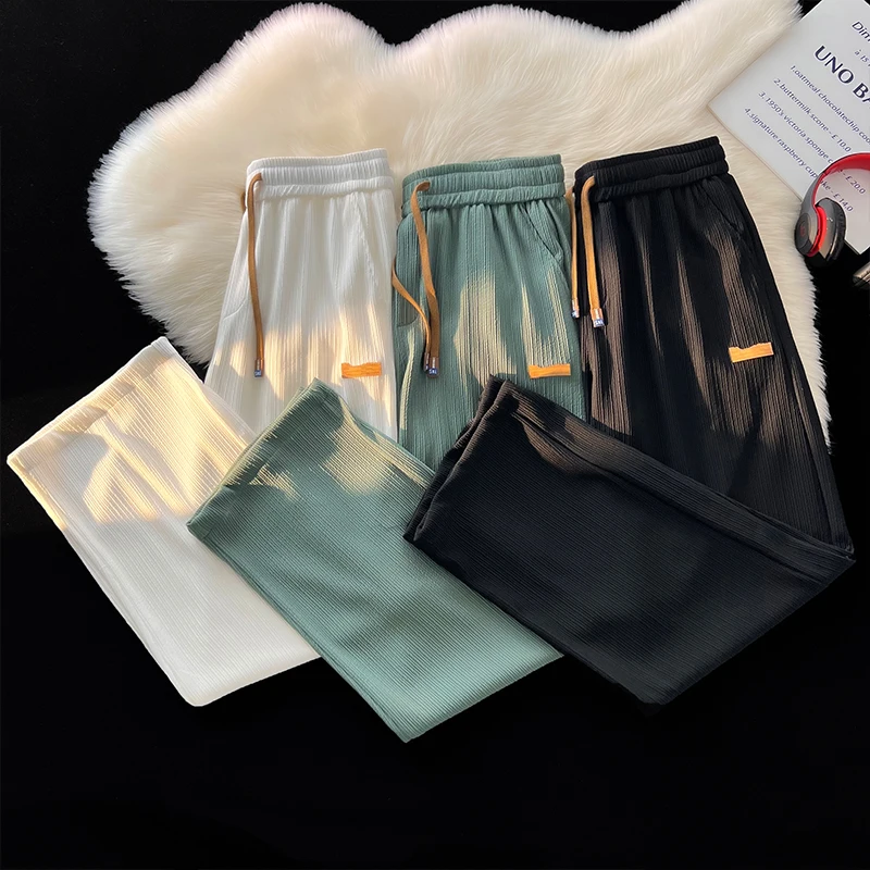 

Spring Pleated Pants Men Fashion Oversized Casual Wide Leg Joggers Streetwear Hip Hop Harajuku Loose Sweatpants Male Trousers