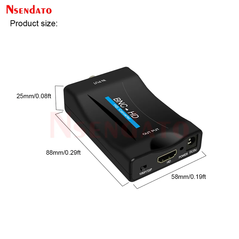 BNC To HDMI-Compatible Converter Adapter 1080P Video Audio Conversor Surveillance Monitor TV signal Converter with USB Cables