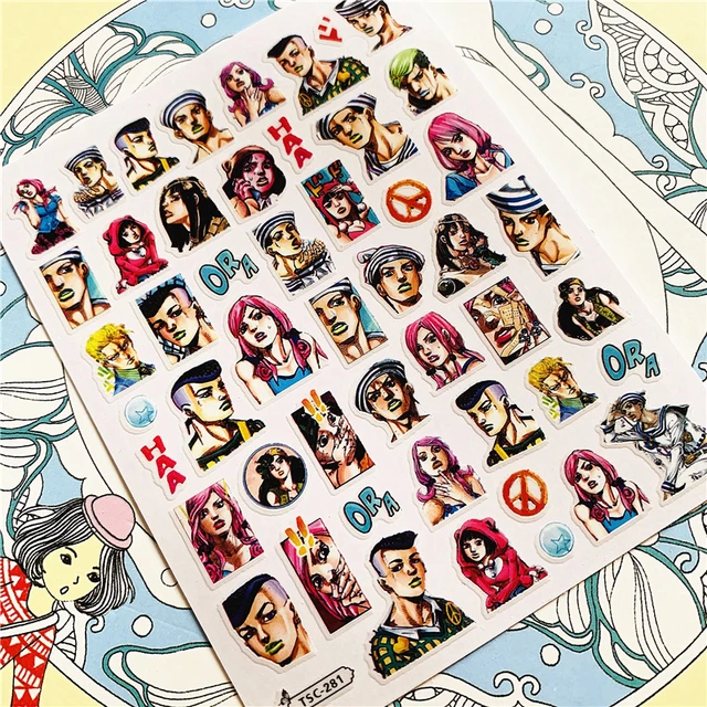 TSC-119 TSC-282 TSC-130  Japanese hot blooded anime 3D Back glue Nail Art Stickers Decals Sliders Nail ornament decoration TSC-281