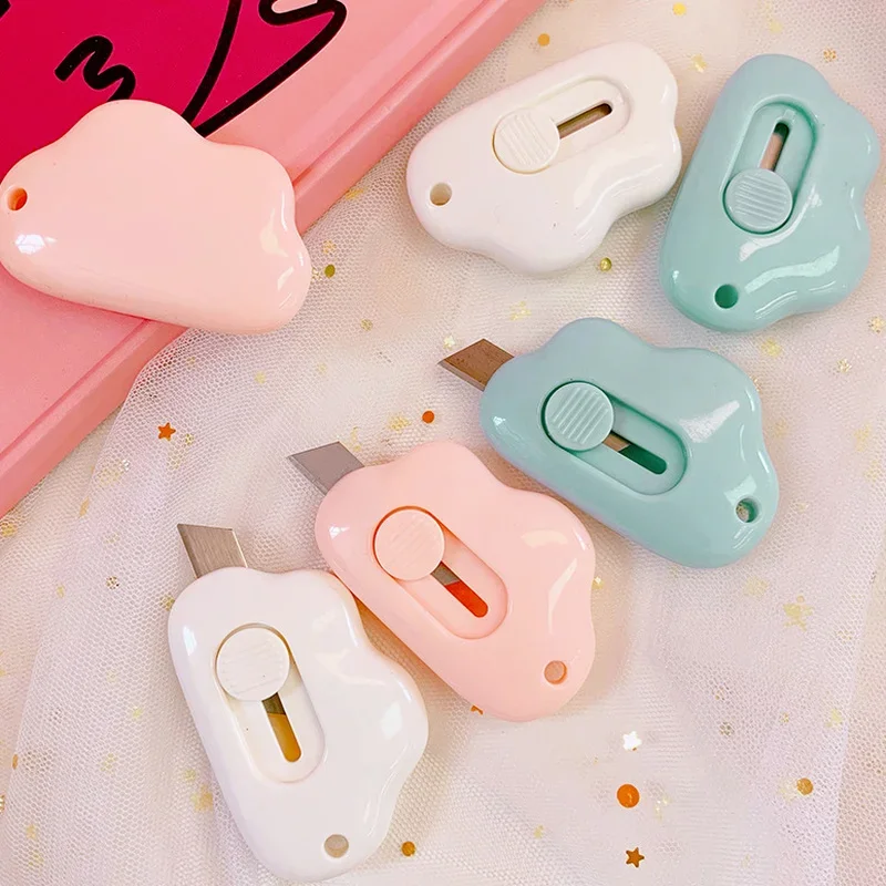 Cute Cat Paw Cloud Utility Knife MINI Pocket Sized Craft Wrapping Box Paper Envelope Cutter Letter Opener Student Art Supplies utility knife mail opener unboxing knife paper cutter pocket folding knife