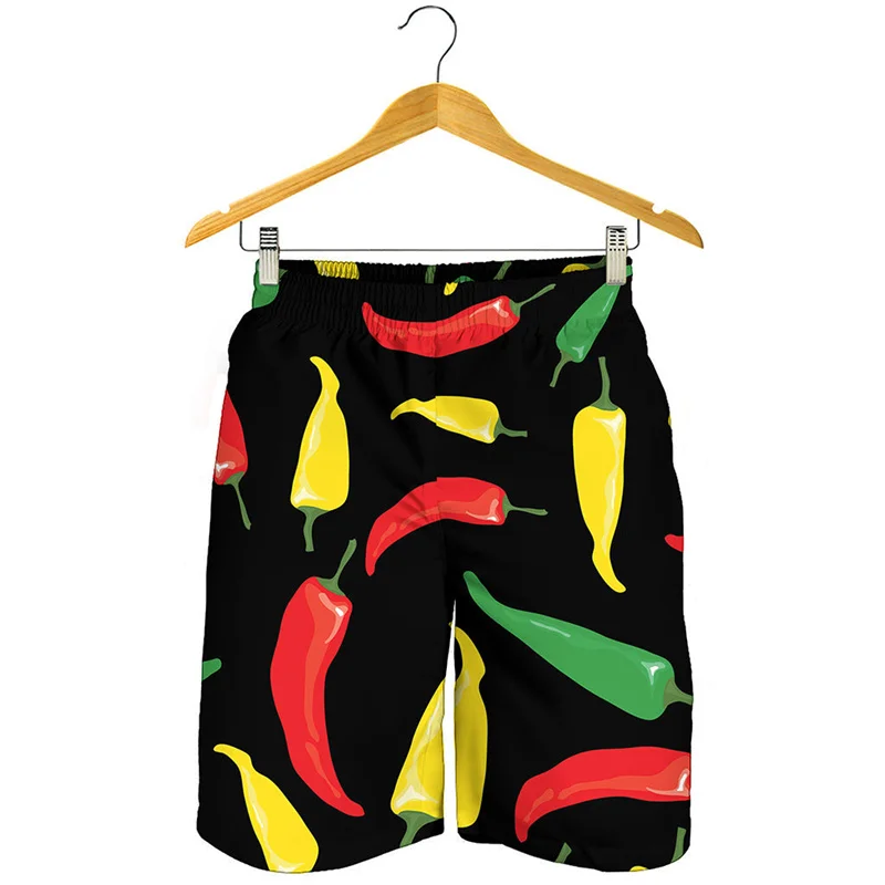 

Colorful Chili Peppers Pattern Short Pants Men Fashion Loose Beach Shorts Summer 3D Printed Surf Board Shorts Swimming Trunks