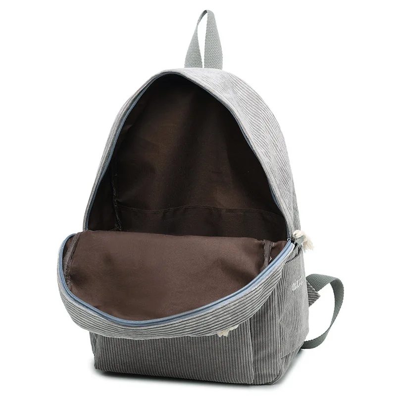 High School Students' Personality Striped Corduroy College Style Backpack Women's Girl's Backpack