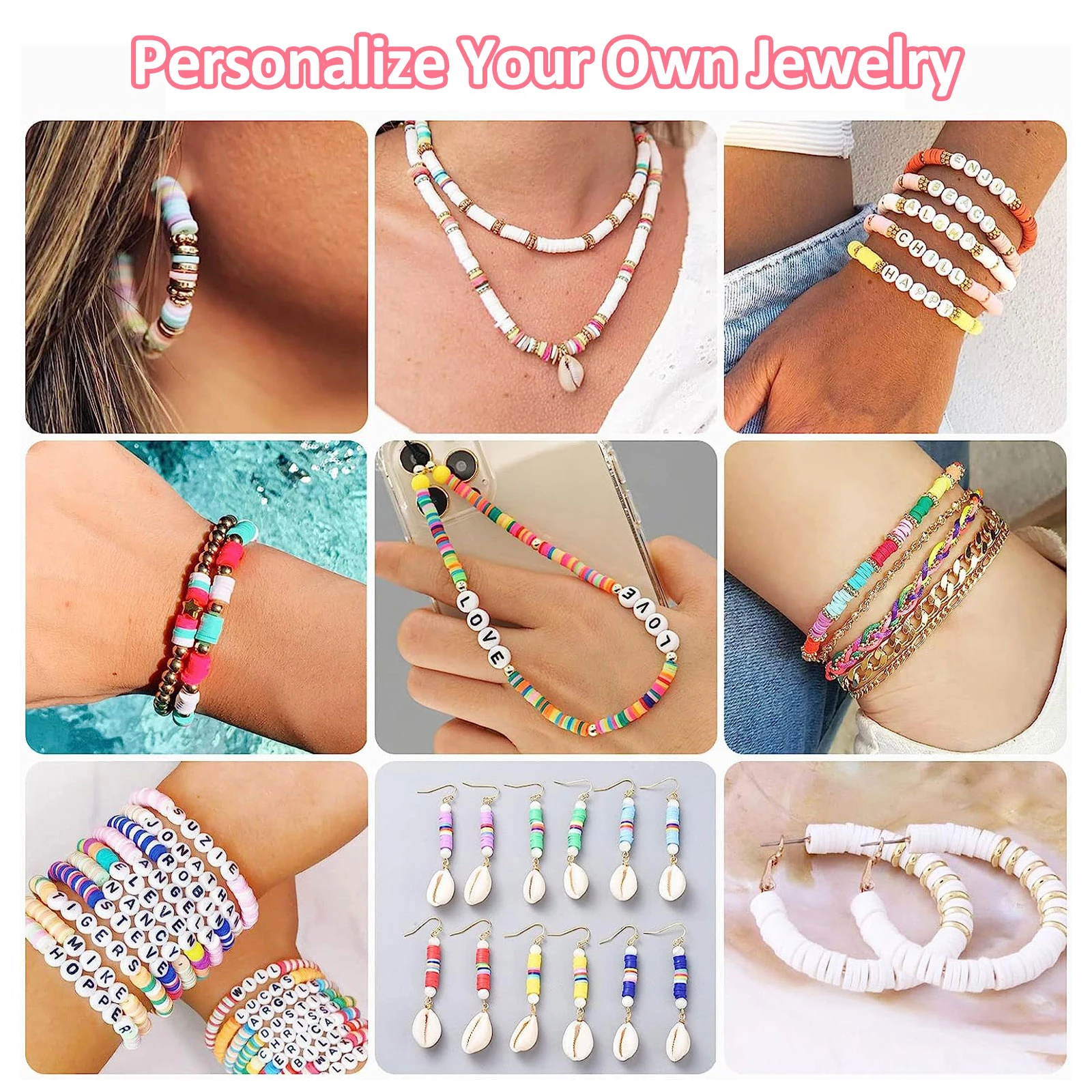 Boho Clay Beads Bracelet Kit Friendship Bracelet Making Kit for Women Golden  Beads Pink White Clay Beads for DIYJewelry Making - AliExpress