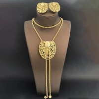 Ensemble de boucles d'oreilles et collier couleur or pour femmes, pendentif ras du cou Unique, ensemble de 3 pièces, bijoux, accessoires de qualité, livraison gratuite 5