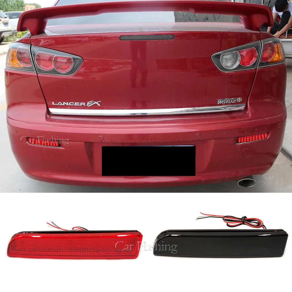 1-Pair-LED-Rear-Bumper-Reflector-Tail-Brake-Light-For-Mitsubishi-Lancer ...