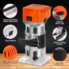 Compact Router, 6.5-Amp 1.25 HP Compact Wood Palm Router Tool, 6 Variable Speeds Wood Trimmer with 15 Pieces 4