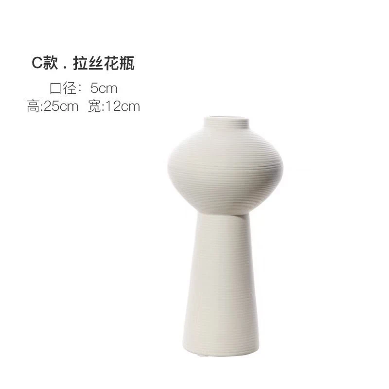 Handmade Minimalist Zen Ceramic Art Vase - Black and White Hand-Drawn Design