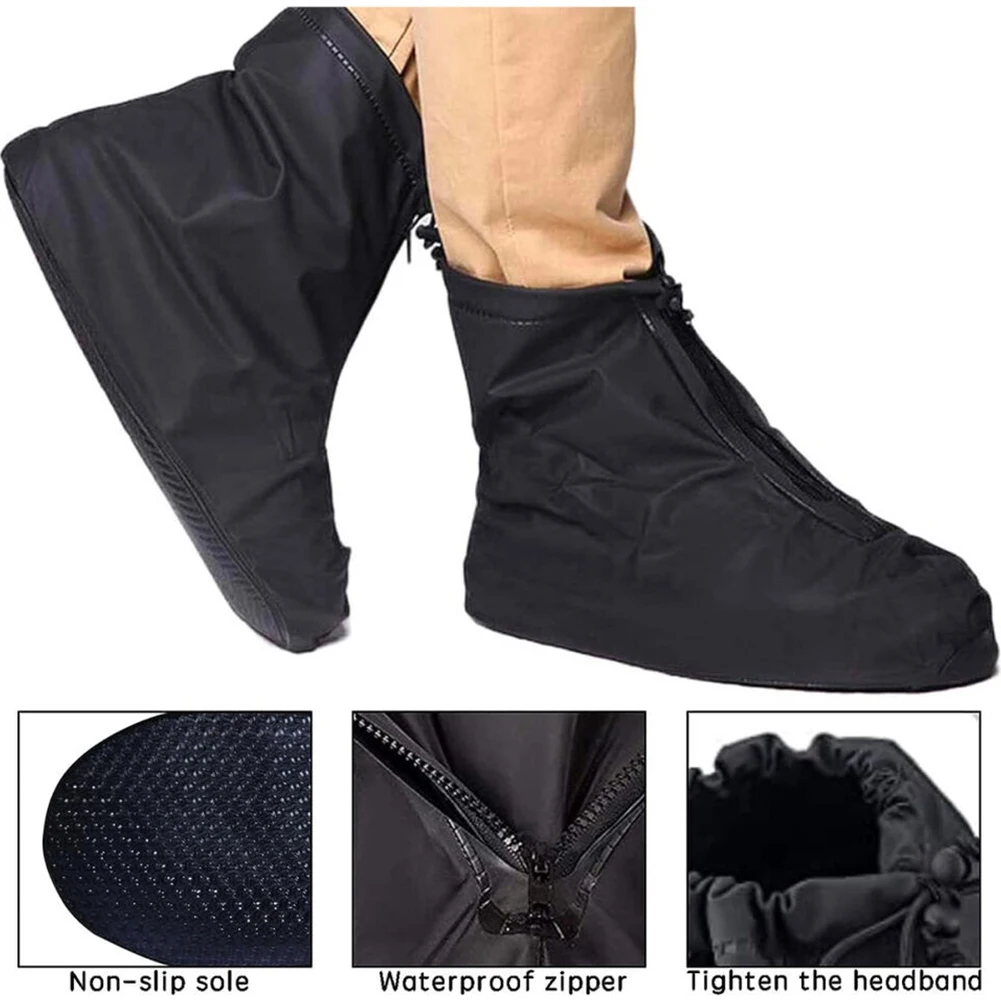 Motorbike Rain Shoe Covers 1Pair Waterproof Non-Slip Shoe Rain Boots Wear-Resistant Sneakers Protector Portable Overshoes