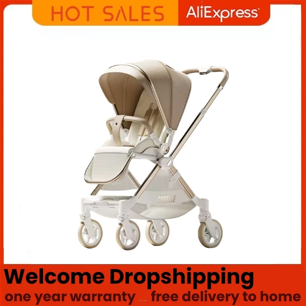 Lightweight baby stroller for newborn seats and lies down takes on plane 1 year warranty