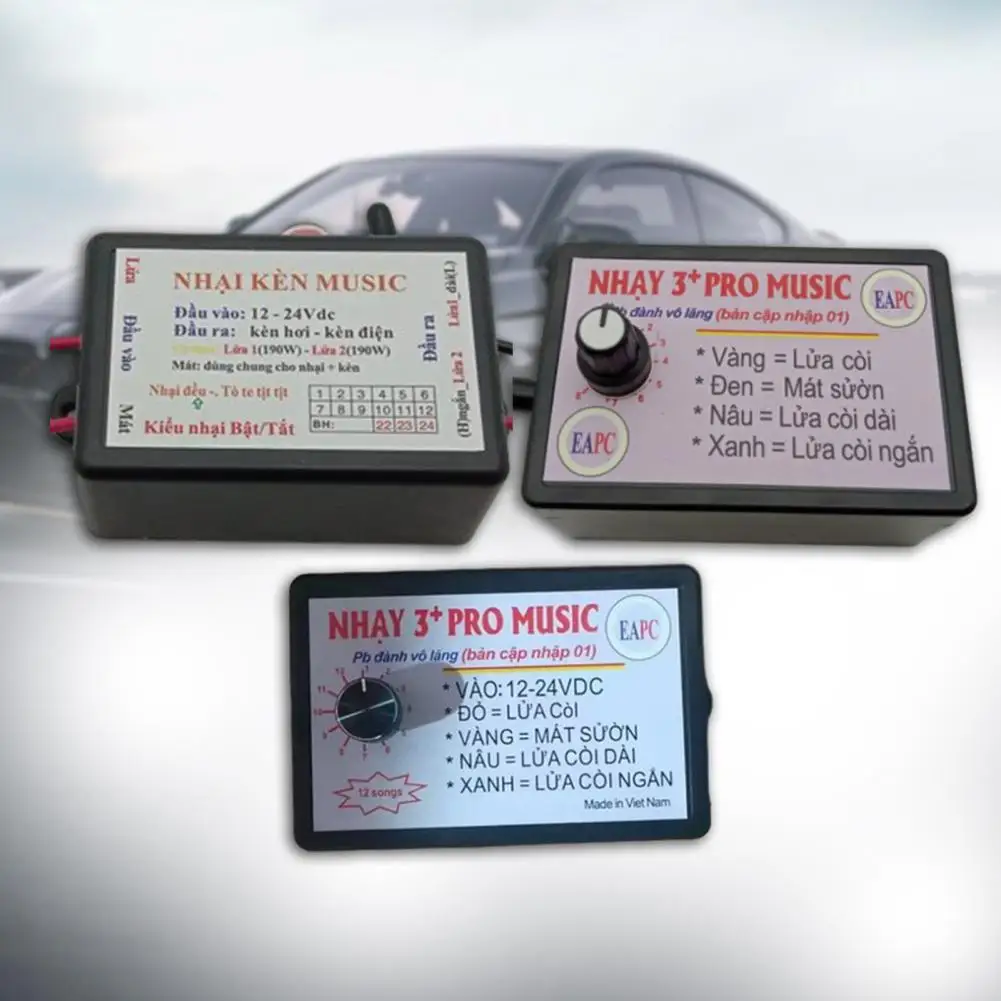 Car Horn with 3/8/12 Tones Easy to Install Car Horn Universal with Multiple Tones Easy Installation Abs for Auto