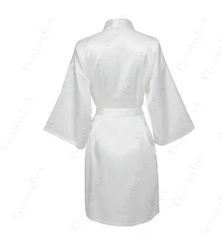 Solid Satin Night Robe Elegant Half Sleeve V Neck House Robe With Belt Women's Sleepwear women sleepwear sleepwear pajamas