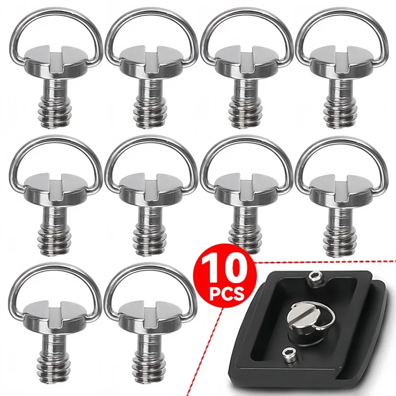 10/1PCS Thread D-Ring Stainless Steel Camera Screw for Camera Tripod Quick Release Plate Mounting 1/4inch Folding C-ring Adapter