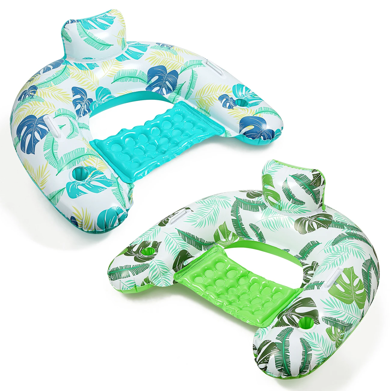 2 Pack Inflatable Pool Float Chair - Floating Pool Chair Lounge Floats for Swimming Pool Water Chair Pool Lounger with Cup Holde 5