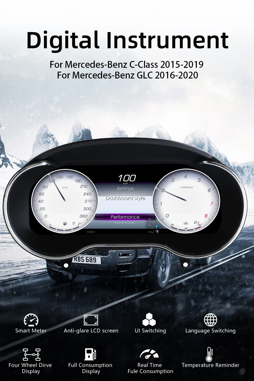 Digital Instrument Cluster For Mercedes-Benz C-Class 2015-2019 GLC 2016-2020 Spe