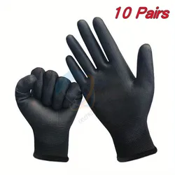 Black Durable Safety Gloves - Anti-Slip & Wear-Resistant for Gardening & Woodworking (10pairs black XL)