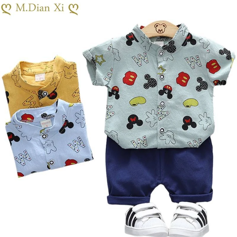 baby dress set for girl Kids Toddler Boys Baby Girls Floral Print Top + Shorts Suit Clothes Fashion Cartoon Mickey Shirt Summer 2 Piece Suit Clothes Baby Clothing Set