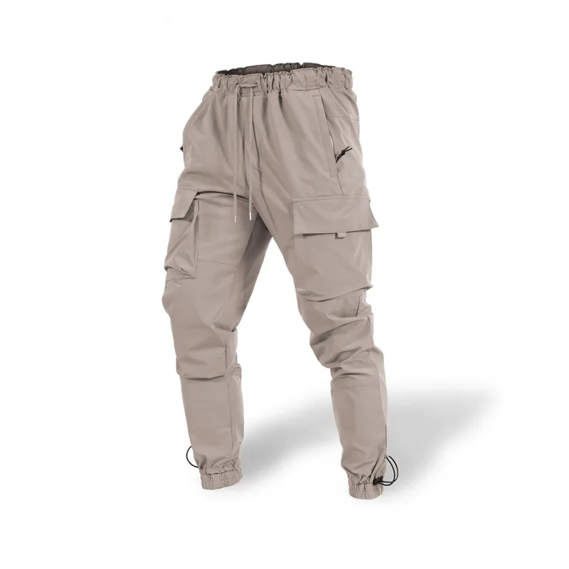 Spring and autumn large size 2023 new men's casual and loose large size quick-woven pants multi-pocket sports overalls