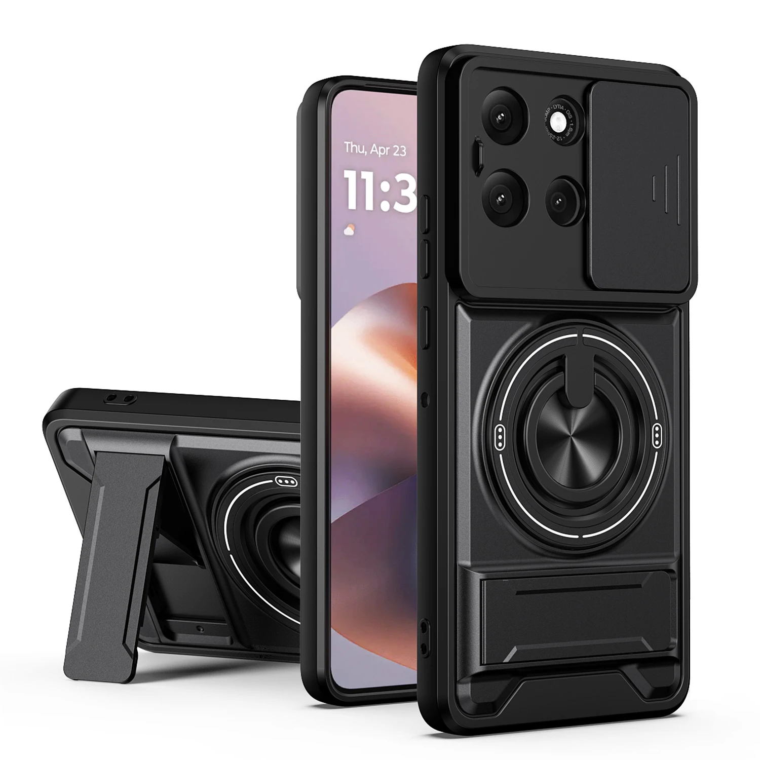 Rotatable Slide Camera Ring Stand Shockproof Cover Case with  Design