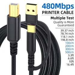 Gold - Plated USB 2.0 Data Cable for Printers and External Hard Drives (Black 2 in 1)