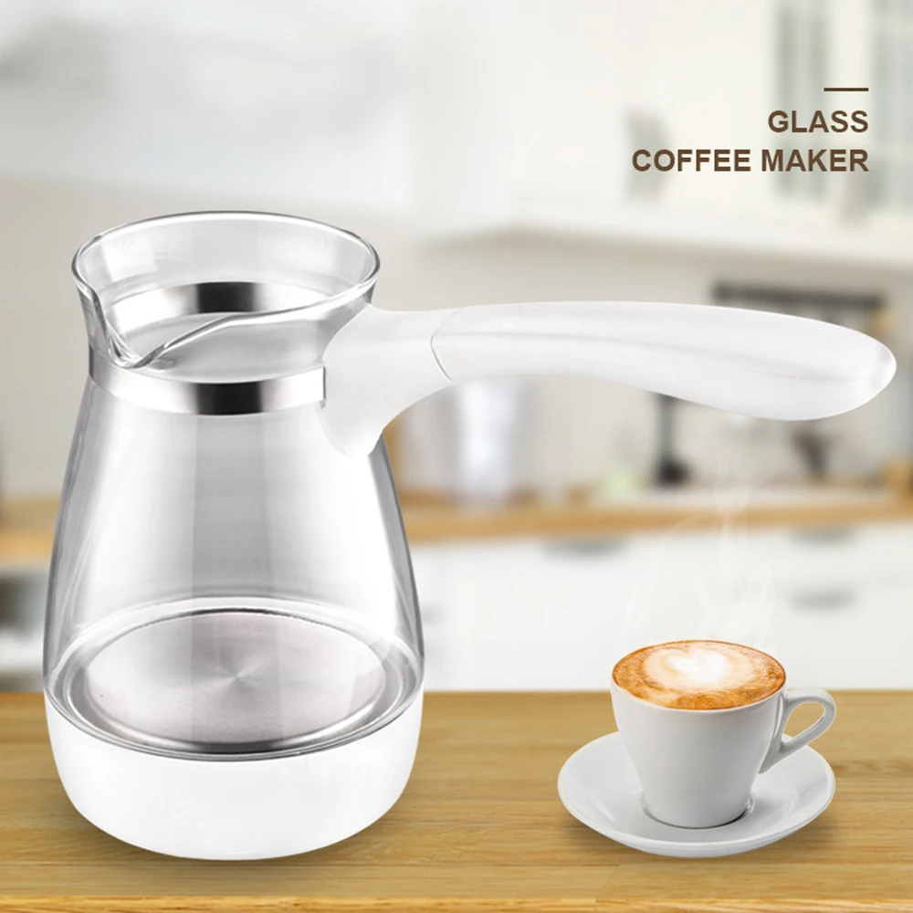 600W Coffee Maker Glass Turkish Coffee Pot Portable Warmer Kettle Italian Mocha Pot Machine for Greek Arabic Tea Milk